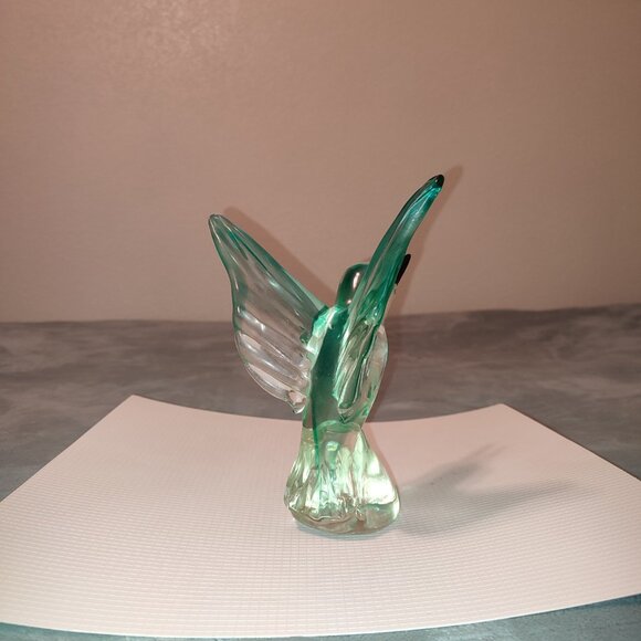 Glass Art Hummingbird Bird Colibri Teal Home Decor Office Vintage - Picture 3 of 11